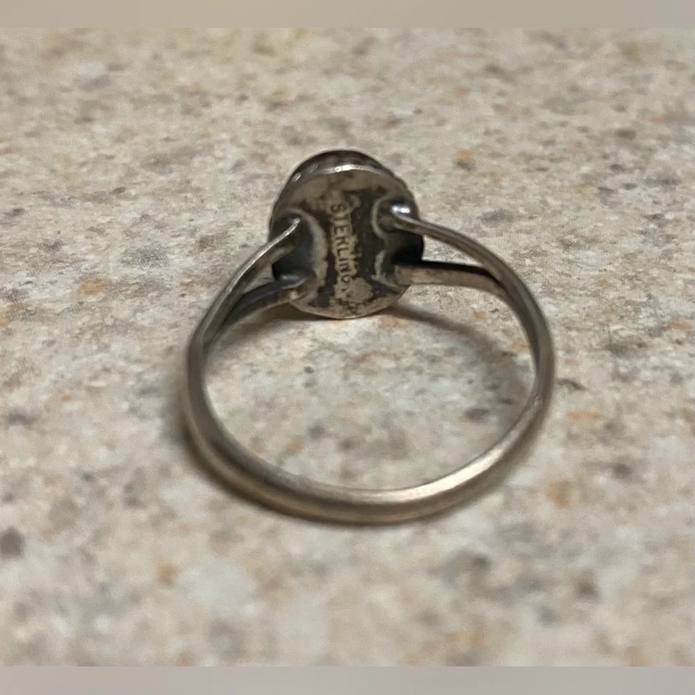 Vintage Taxco Sterling Silver Malachite Ring | Mexico | Size 5.75